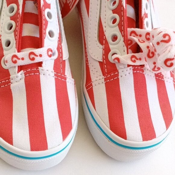Vans Of The Wall Red and White Stripe Where's Waldo Sneakers Size US Kids 12 - Picture 4 of 14